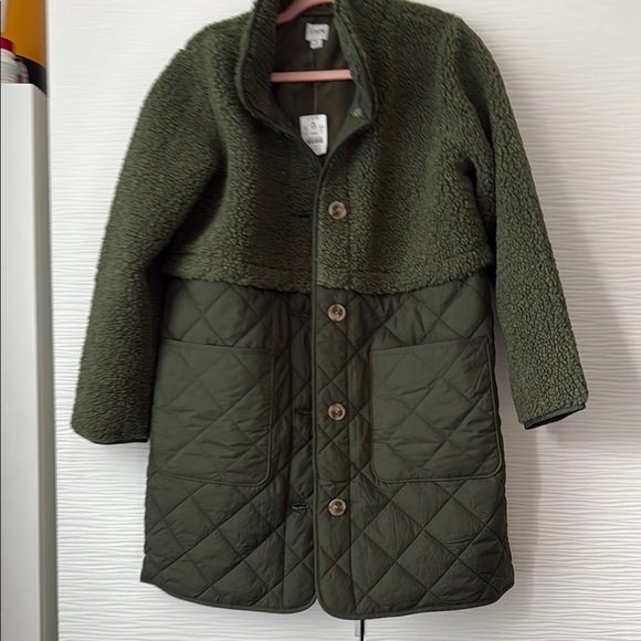 J. Crew Factory Jackets & Blazers - J. Crew Olive Green Quilted & Boucle Women's Coat Sz Small